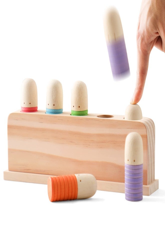 Etucdose Pop Up Toy Multicolor Puppets | Wooden Color Sorting Toys | STEM Montessori Color Matching Toys | Preschool Learning Educational Toys Gifts for Kids Boys Girls Ages for 1 2 3 Years (Classic Colours) - Image 1