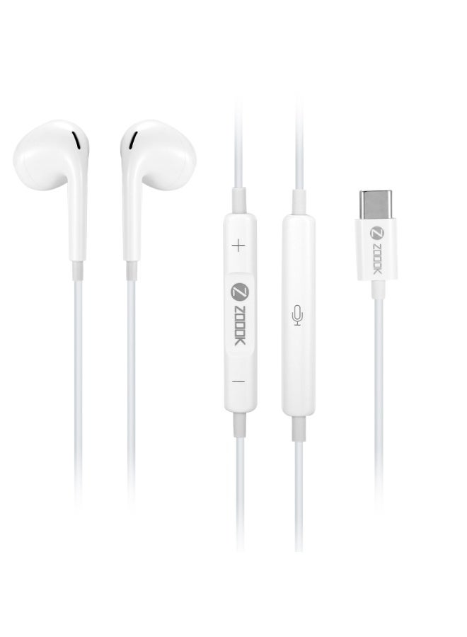 Zoook Beatles USB-C Wired Earphones with Mic & Volume Control | Type-C Headphones for iPhone 16/15 Pro Max, Samsung Galaxy S23/S22/S21, Note 10/20, A53/A54, Android Smartphones & Tablets, 1.2m - Image 1
