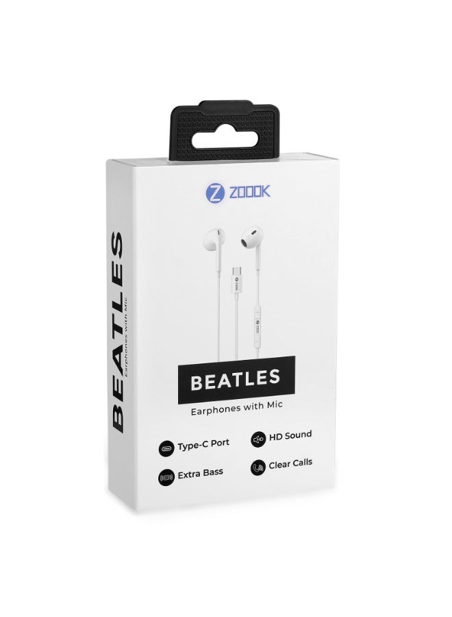Zoook Beatles USB-C Wired Earphones with Mic & Volume Control | Type-C Headphones for iPhone 16/15 Pro Max, Samsung Galaxy S23/S22/S21, Note 10/20, A53/A54, Android Smartphones & Tablets, 1.2m - Image 4