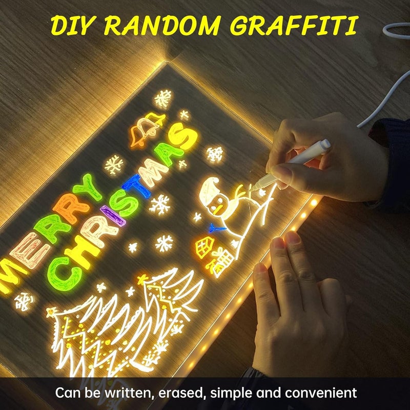 Colorful LED Memo Board, Acrylic Dry Erase Board with Light, Light Up Dry Erase Board with Stand as Glowing LED Message Board, Whiteboard (30cm x 20cm) - Image 3