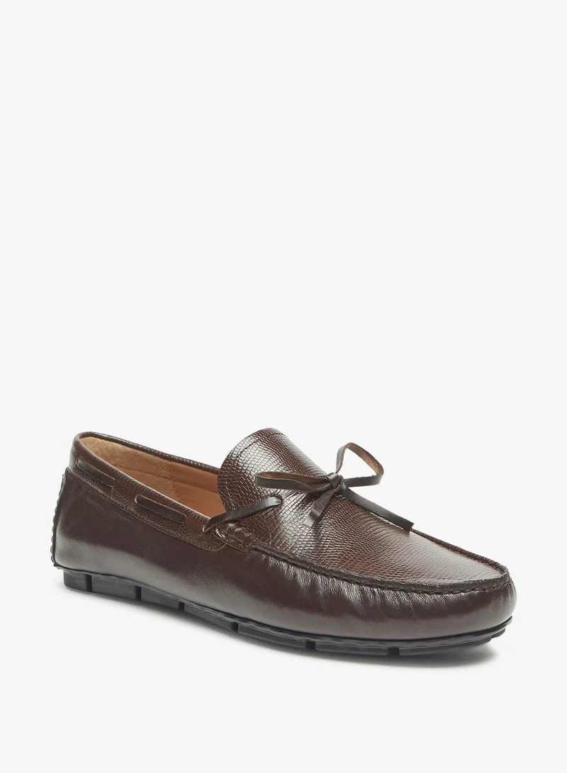 LBL by Shoexpress Men Textured Slip-On Moccasins with Bow Detail