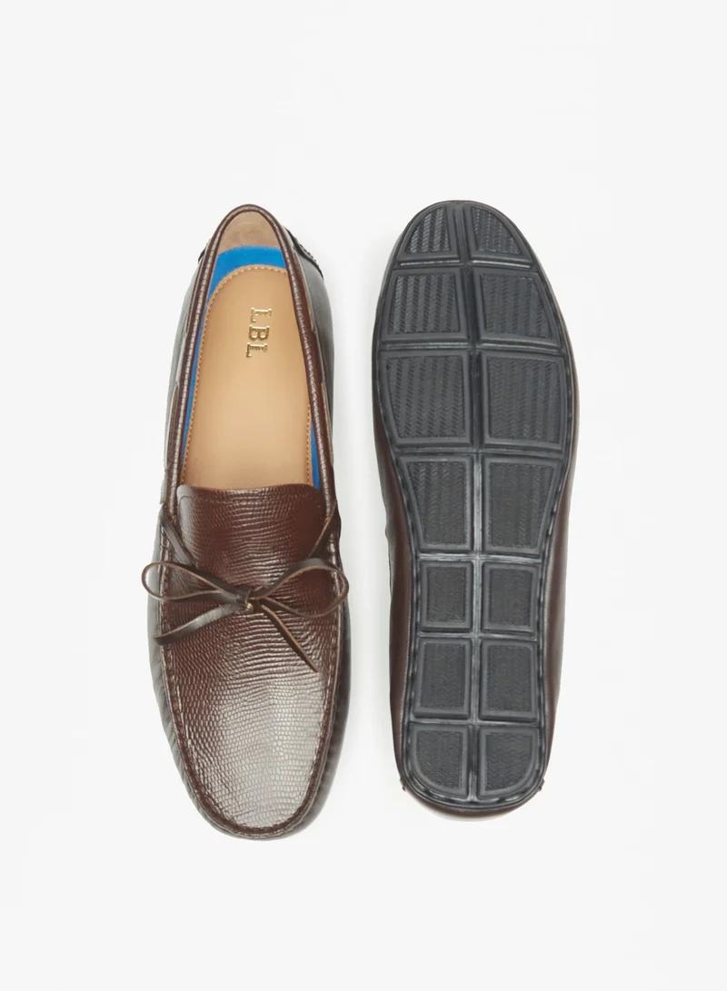 LBL by Shoexpress Men Textured Slip-On Moccasins with Bow Detail
