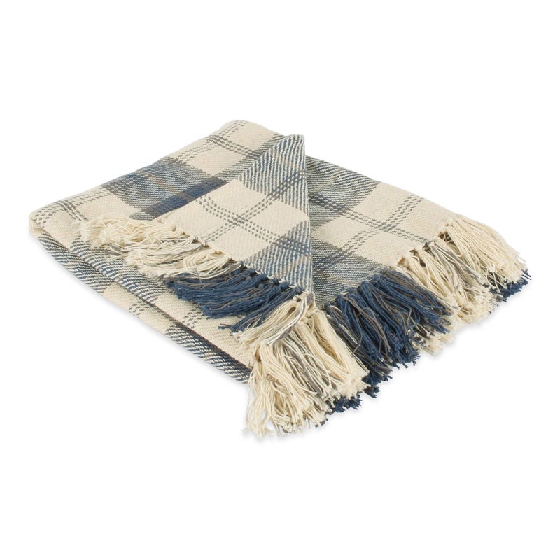 DII Farmhouse Woven Throw 50x60 with 3 Fringe French Blue 1 Piece