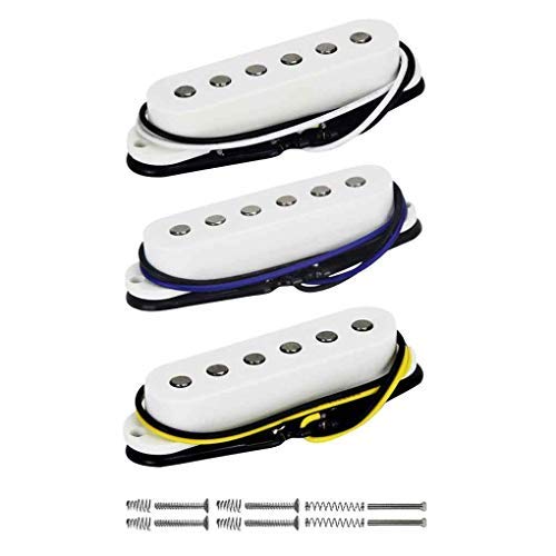 FLEOR Alnico 5 Single Coil Pickups Flat Pole Guitar Neck/Middle/Bridge Pickup Set White - Image 2