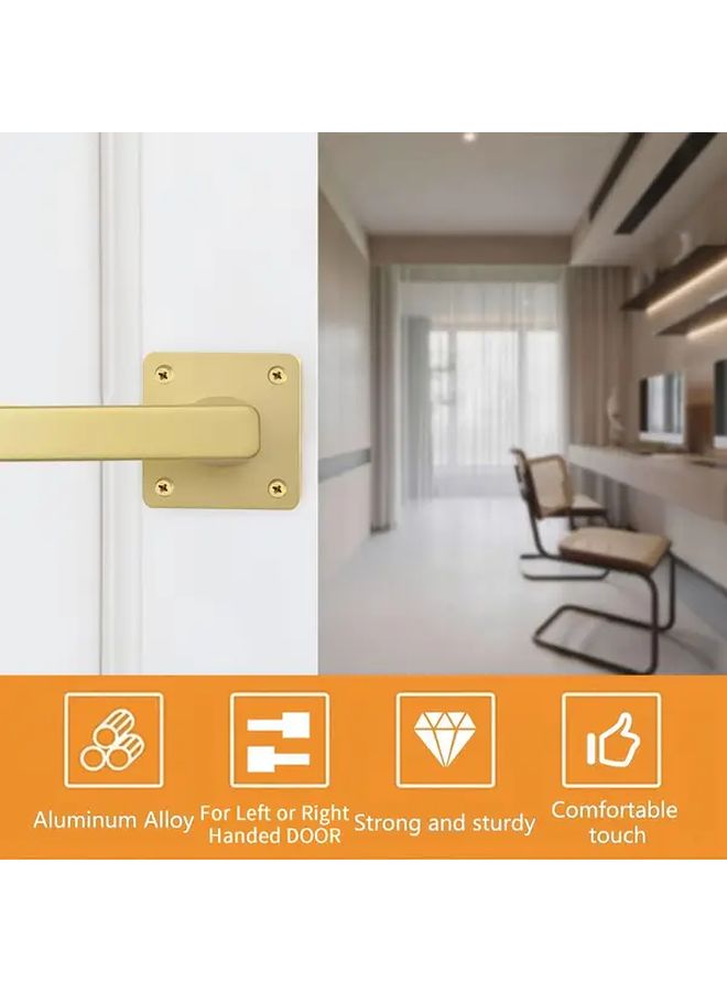 3pcs Aluminum Alloy Interior Door Lever Handles Golden Polish Easy Install - Image 5