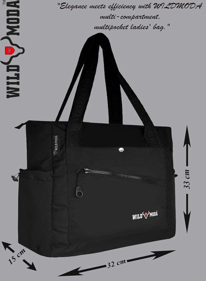 WILD MODA Modern Women's Bag: Spacious Office, College, Shoulder & Handbag with 13-Inch Laptop Compartment (Black) - Image 4