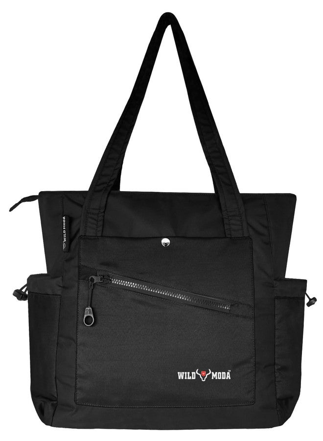 WILD MODA Modern Women's Bag: Spacious Office, College, Shoulder & Handbag with 13-Inch Laptop Compartment (Black) - Image 1