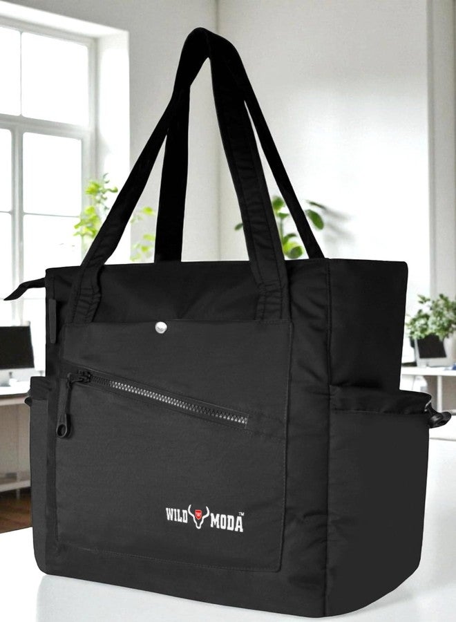 WILD MODA Modern Women's Bag: Spacious Office, College, Shoulder & Handbag with 13-Inch Laptop Compartment (Black) - Image 3