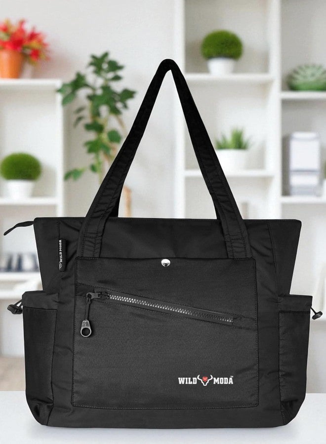 WILD MODA Modern Women's Bag: Spacious Office, College, Shoulder & Handbag with 13-Inch Laptop Compartment (Black) - Image 2