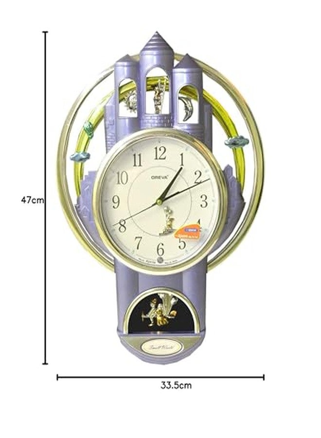 OREVA Plastic Rotating and Musical Pendulum Wall Clock (33.5 cm x 7.5 cm x 47 cm, AQ-2037) (Blue) - Image 2