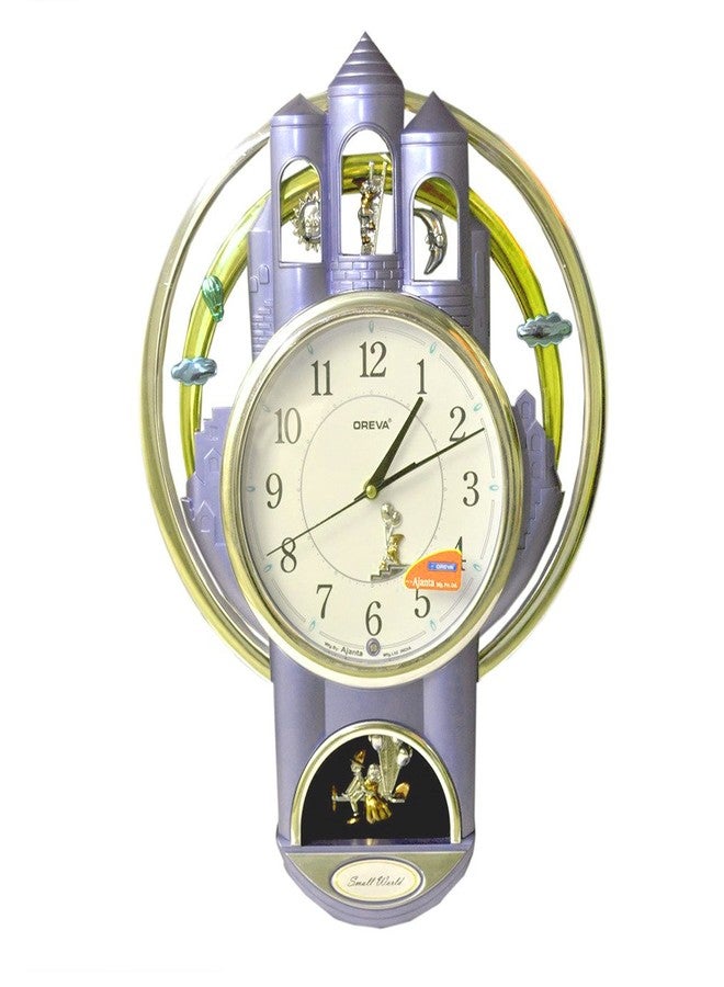 OREVA Plastic Rotating and Musical Pendulum Wall Clock (33.5 cm x 7.5 cm x 47 cm, AQ-2037) (Blue) - Image 1
