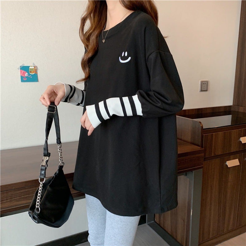 Long-Sleeved T-Shirt Women'S Korean-Style Loose Design Sense Mid-Length Printed Inner Base Shirt For - Image 5