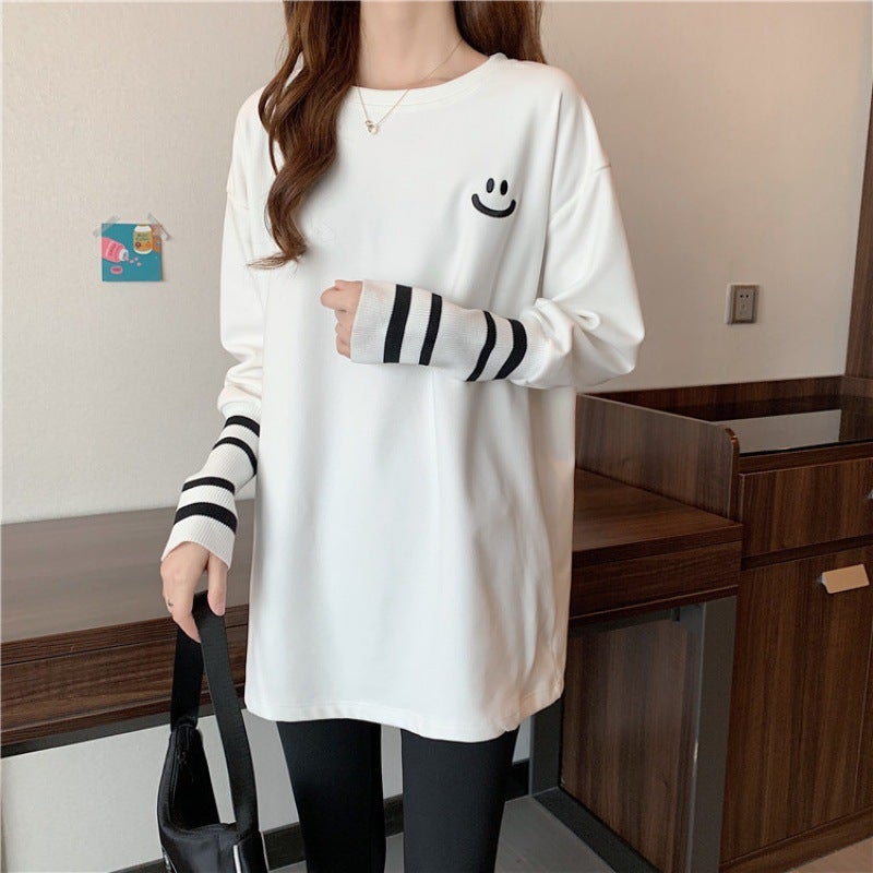 Long-Sleeved T-Shirt Women'S Korean-Style Loose Design Sense Mid-Length Printed Inner Base Shirt For - Image 3