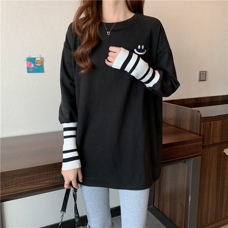 Long-Sleeved T-Shirt Women'S Korean-Style Loose Design Sense Mid-Length Printed Inner Base Shirt For - Image 4