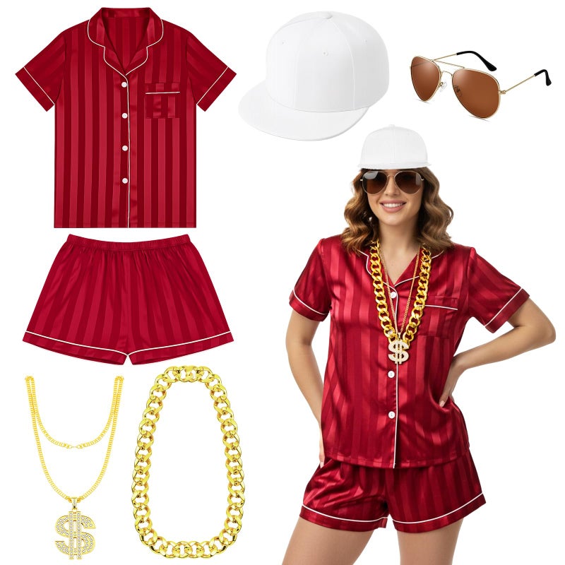 Maiteenly 5 Pcs Retro Singer Costume Kit Rapper Costume 80s 90s Accessories for Women Disco Party Decor Halloween Cosplay(XL) - Image 1
