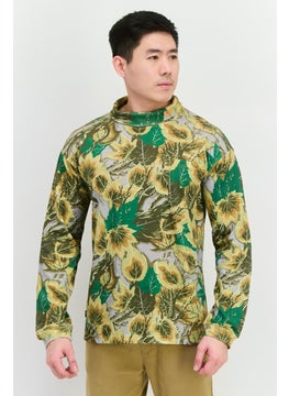 The Hundreds Men Turtle Neck Allover Print Long Sleeves Top, Green Combo  - Image 1