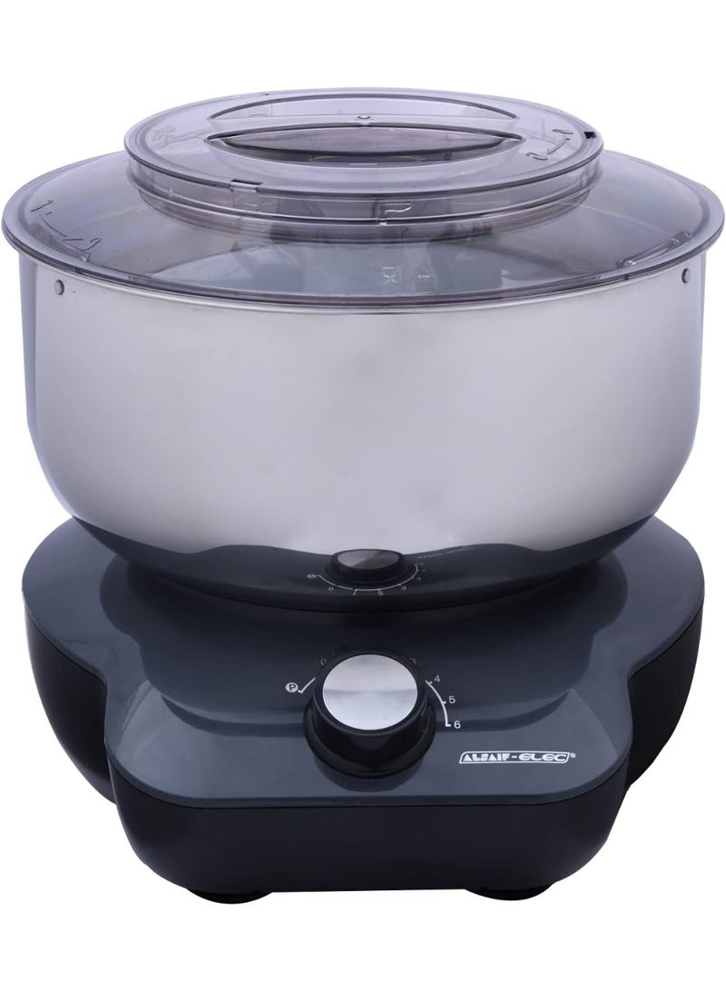Alsaif home Al Saif Stand Mixer, 5L Capacity, 650W, 6 Speed ​​Settings, Stainless Steel Bowl with Transparent Lid and Food Inlet, Double Beater, Dough Hook, with Special Bowl Scraper, Gray/Stainless Steel E02221/GY, 2-Year Warranty - Image 1