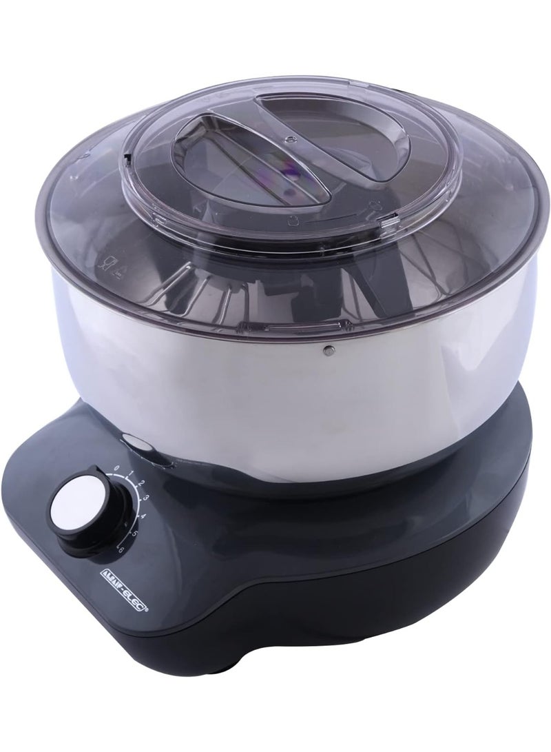 Alsaif home Al Saif Stand Mixer, 5L Capacity, 650W, 6 Speed ​​Settings, Stainless Steel Bowl with Transparent Lid and Food Inlet, Double Beater, Dough Hook, with Special Bowl Scraper, Gray/Stainless Steel E02221/GY, 2-Year Warranty - Image 3