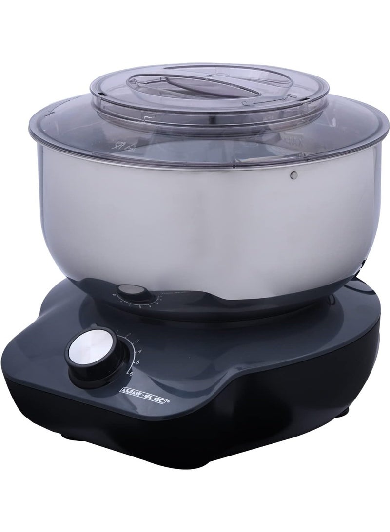 Alsaif home Al Saif Stand Mixer, 5L Capacity, 650W, 6 Speed ​​Settings, Stainless Steel Bowl with Transparent Lid and Food Inlet, Double Beater, Dough Hook, with Special Bowl Scraper, Gray/Stainless Steel E02221/GY, 2-Year Warranty - Image 4