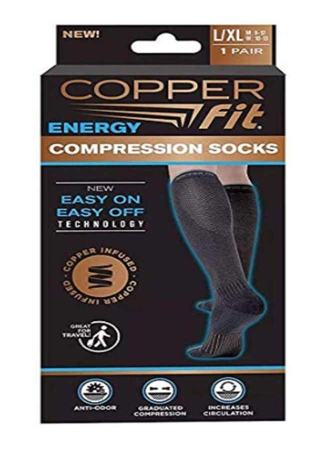 Copper Fit Unisex Compression Sock, Choose Size and Pairs (4, Large/X-Large), Black - Image 1
