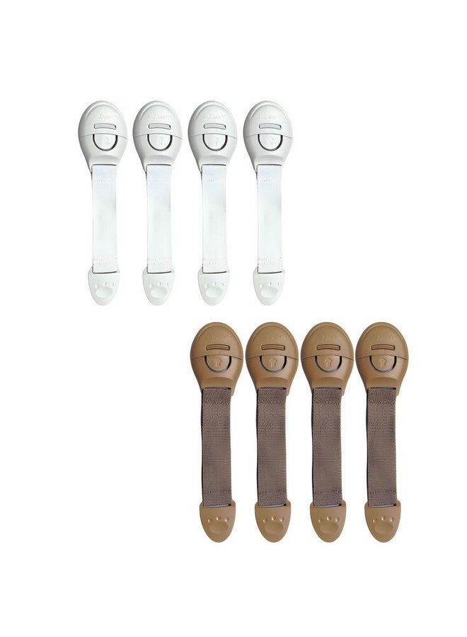 KidDough Furniture Safety Locks For Kids - Pack Of 4 Beige + 4 White Locks, Child Safety Locks For Drawers, Cabinets, Fridge, Cupboard Lock, Strong And Adhesive Safety Locks - Image 1