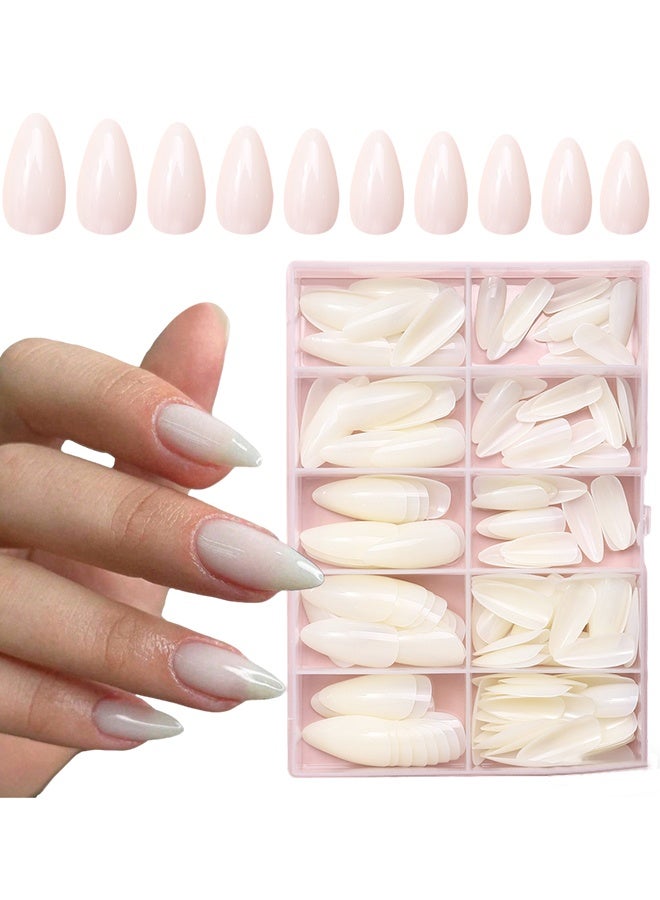 120 قطعة من أطراف الأظافر المزيفة، اضغط على الأظافر على شكل لوز، قم بلصقها على أظافر ABS بغطاء كامل للنساء، للاستخدام اليومي في حفلات الزفاف (أبيض حليبي) - Image 1