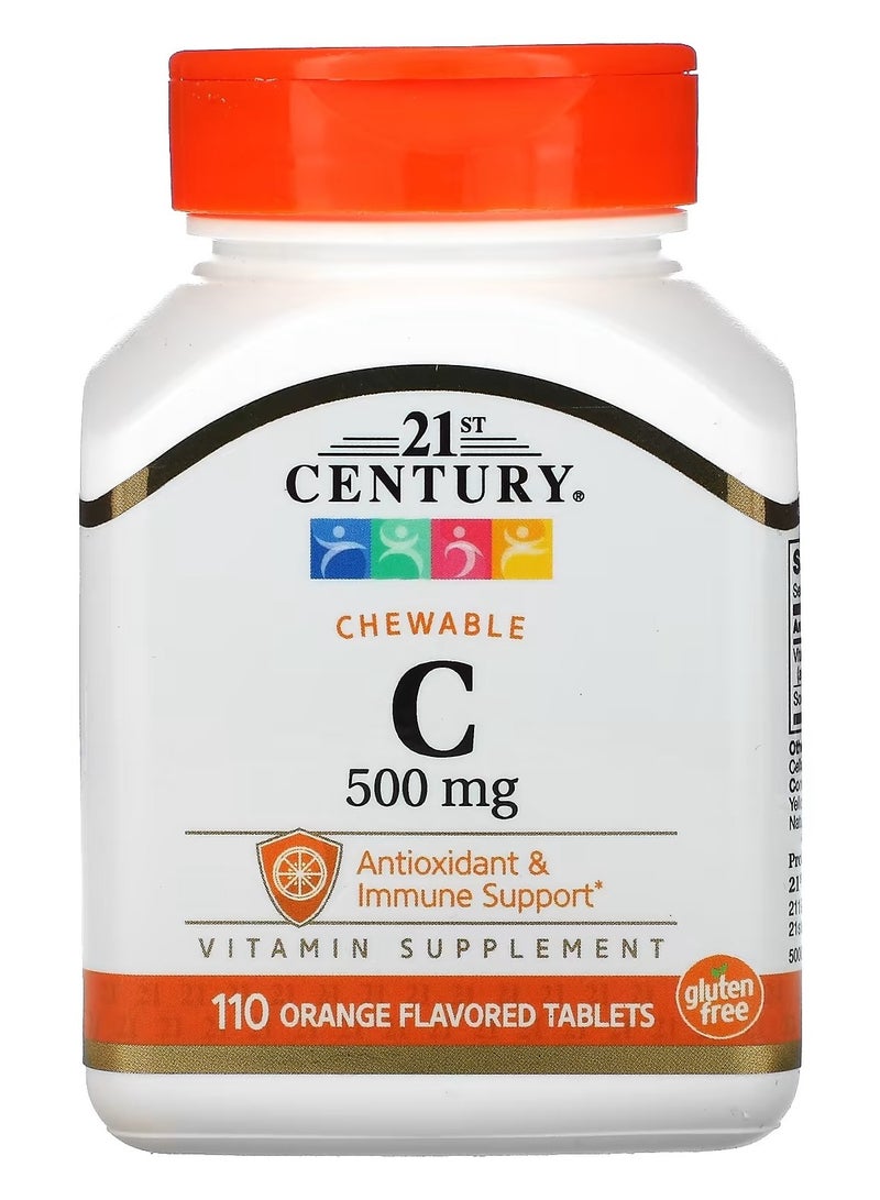 21st Century, Chewable C, Orange Flavor, 500 mg, 110 Tablets