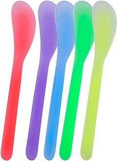 Patelai 50 Pieces Cosmetic Spatula Disposable Makeup Frosted Tip Spatula Plastic Makeup Tools Spoon Cosmetic Mask Spoon Spatulas Facial Cream Scoop Mask Spoon Stick For Diy Mixing And Sampling Mixed Color  - Image 1