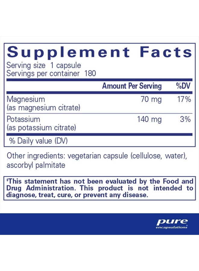 Pure Encapsulations Potassium Magnesium (Citrate) - for Heart Health & Bone Mineralization* - Optimal Absorption - Gluten Free & Non-GMO - 180 Capsules - Image 2