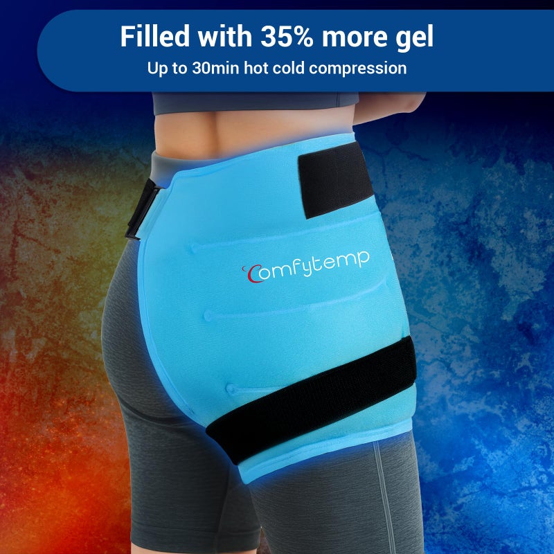 Comfytemp لفافة كيس الثلج كومفيتمب لعرق النسا، مجموعة استبدال الورك، مؤهلة لـ FSA، كيس ثلج جل قابل لإعادة الاستخدام للإصابات، تخفيف الألم، ضغط بارد لعناصر التعافي من الجراحة للعلاج الطبيعي للرجال والنساء (S/M) - Image 5