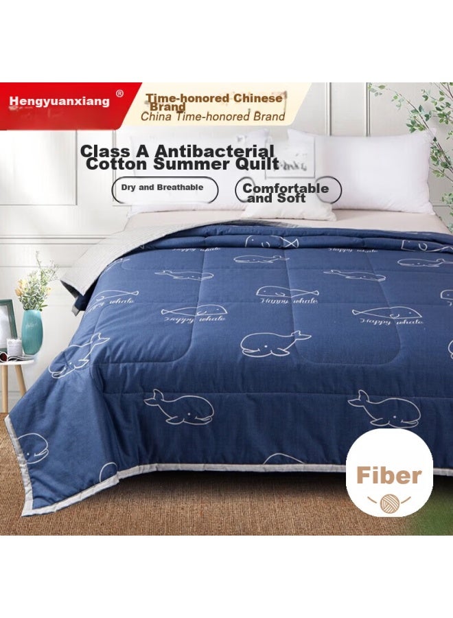 Class A Antibacterial Washable 100% Pure Cotton Fabric Air Conditioning Quilt, Double Summer Cool Quilt, 200*230Cm - Image 1