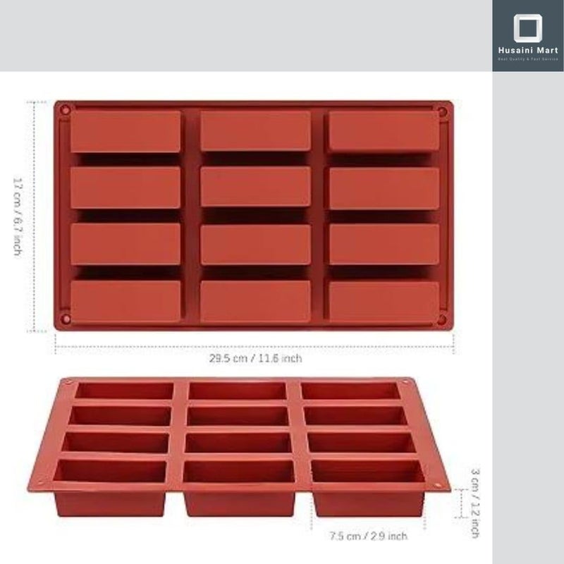 HUSAINI MART 12 Cavity Granola bar Silicone Mould 9 Cavity Silicone Mold for Baking Mousse Cake Candy Mold Choclate Cookie macroon Brownie Pudding Jello Muffin Cupcake Oreo Dessert - Image 2