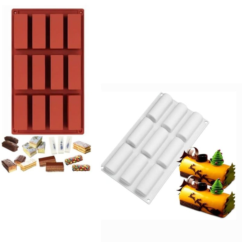 HUSAINI MART 12 Cavity Granola bar Silicone Mould 9 Cavity Silicone Mold for Baking Mousse Cake Candy Mold Choclate Cookie macroon Brownie Pudding Jello Muffin Cupcake Oreo Dessert - Image 1