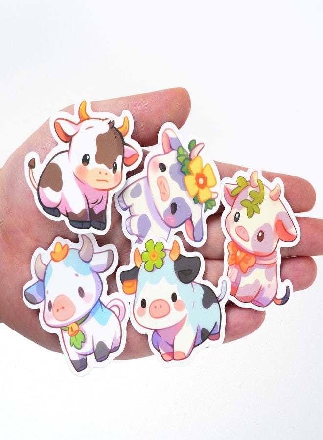 Aowplc Cute Cow Stickers | 50 Pcs Kawaii Rainbow Cow Stickers | Waterproof Vinyl Decals for Water Bottles Laptops - Image 3