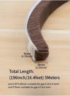 TEGRILO Brush Weather Seal Strip for Sliding Windows/Doors Frame Side, Pile Self Adhesive Weatherstrip Seal Tape for Door Draft Stopper, SoundProof Winter Insulation, Size (9mm*9mm, Brown)  - Image 3