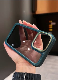 Case for iPhone 14 Pro, made of transparent acrylic, anti-shock and anti-yellowing, with a green carbon fiber frame.