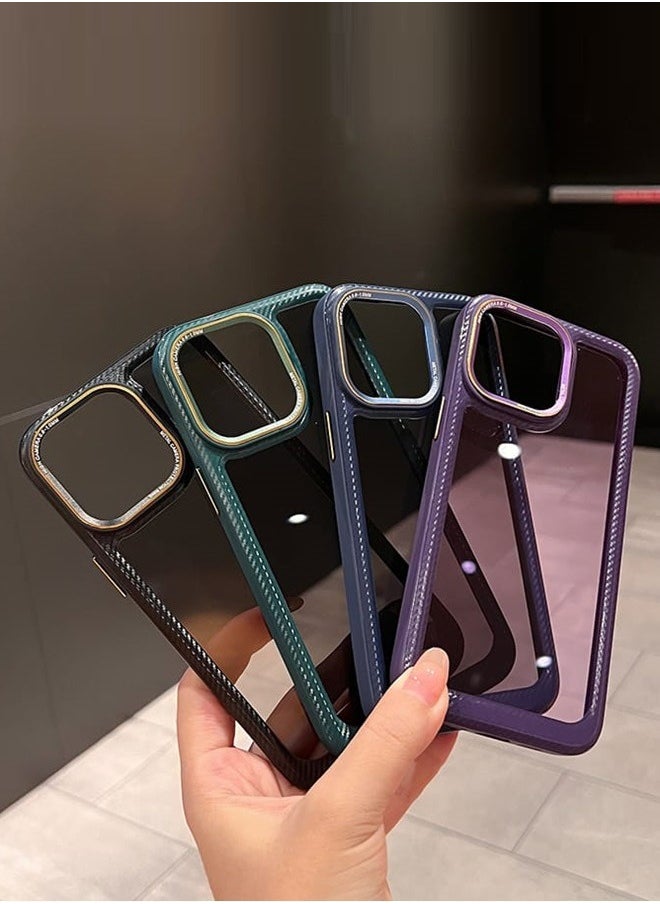 Mocome - Case for iPhone 14 Pro, made of transparent acrylic, anti-shock and anti-yellowing, with a green carbon fiber frame. - Image 1
