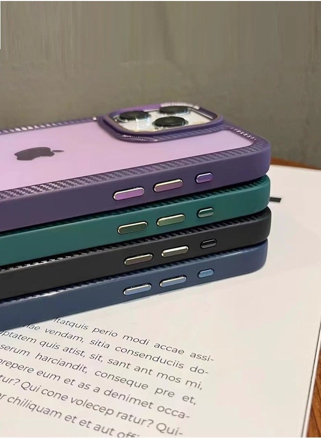 Mocome - Case for iPhone 14 Pro, made of transparent acrylic, anti-shock and anti-yellowing, with a green carbon fiber frame. - Image 1