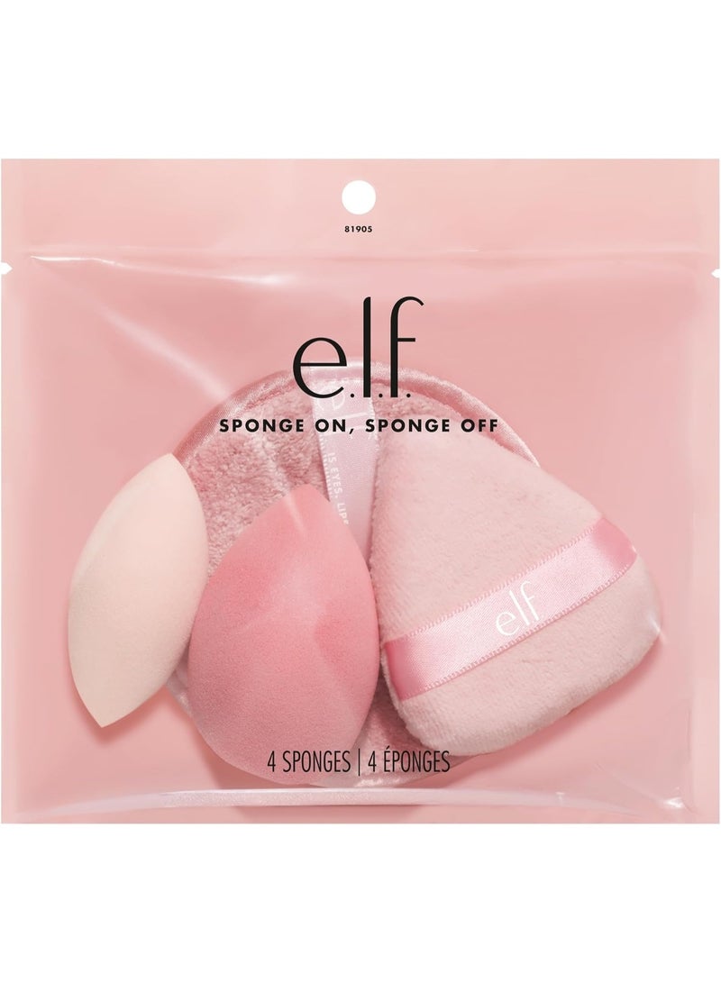 إلف مجموعة إسفنجة المكياج، مجموعة إسفنجة المكياج المكونة من أربع قطع لتطبيق ودمج وإزالة مكياج الوجه بسلاسة، نباتية وخالية من القسوة - Image 1