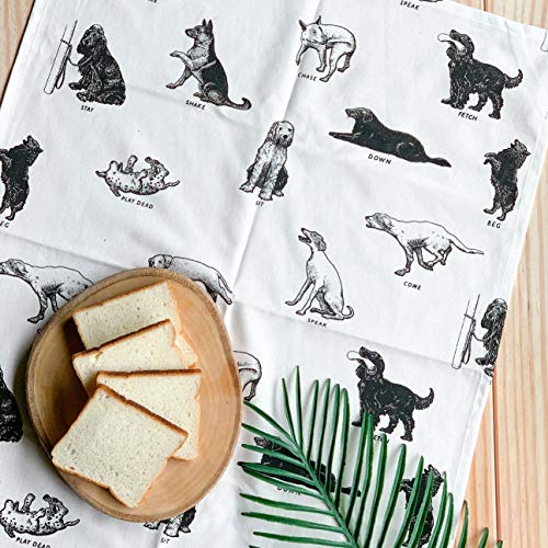 Pixel Home Dog Design Premium Cotton Multi Purpose Towel - Designer Made Pack of 4 - Towel for Tables, Kids Lunch Napkins, Drying Dishes & Cleaning & Wiping, Etc (Dog Print, 200 GSM) - Image 2