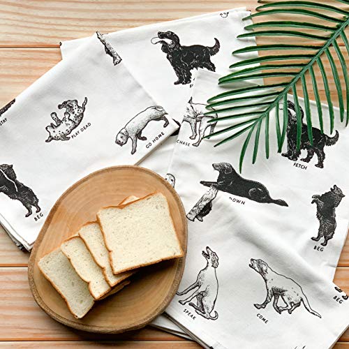 Pixel Home Dog Design Premium Cotton Multi Purpose Towel - Designer Made Pack of 4 - Towel for Tables, Kids Lunch Napkins, Drying Dishes & Cleaning & Wiping, Etc (Dog Print, 200 GSM) - Image 3