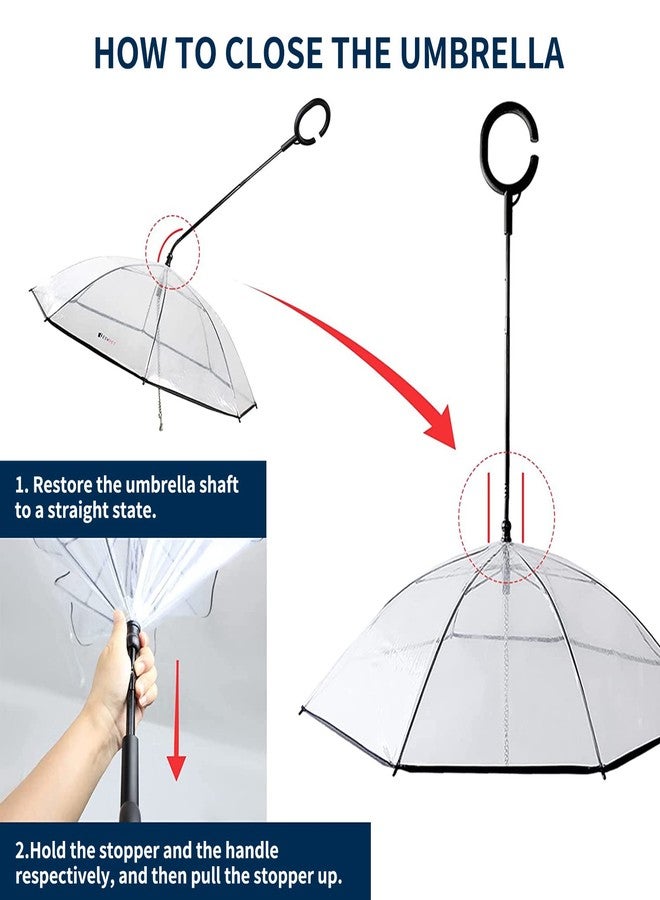 Billionchains Dog Umbrella with Adjustable Handle Pet Umbrella Steel Leash Rainproof for Small Dog - Clear - Image 2