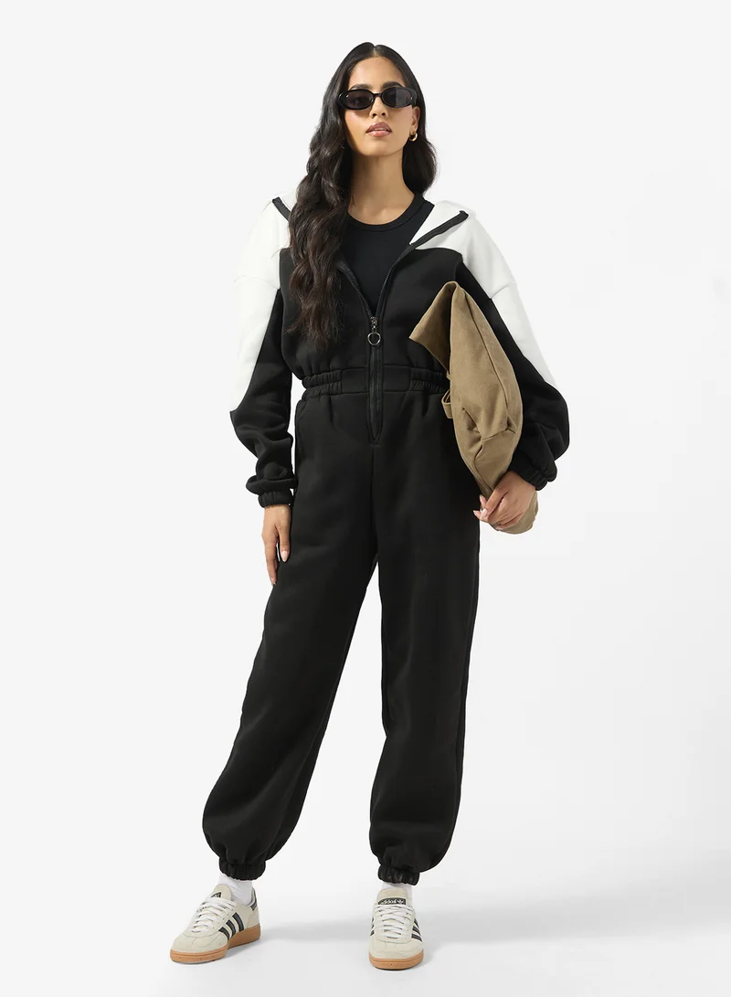 جينجر Zip Up Fleece Colorblock Onesie