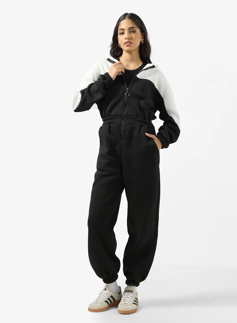 جينجر Zip Up Fleece Colorblock Onesie