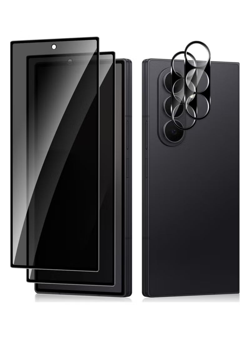 اووكاي [عبوة من قطعتين] واقي شاشة للخصوصية لهاتف Samsung Galaxy Z Fold 7 5G، طبقة زجاجية مقواة 9H مضادة للتجسس + واقي عدسة الكاميرا، واقي شاشة مضاد للخدش ومضاد للتجسس لهاتف Galaxy Z Fold 7 5G - Image 1