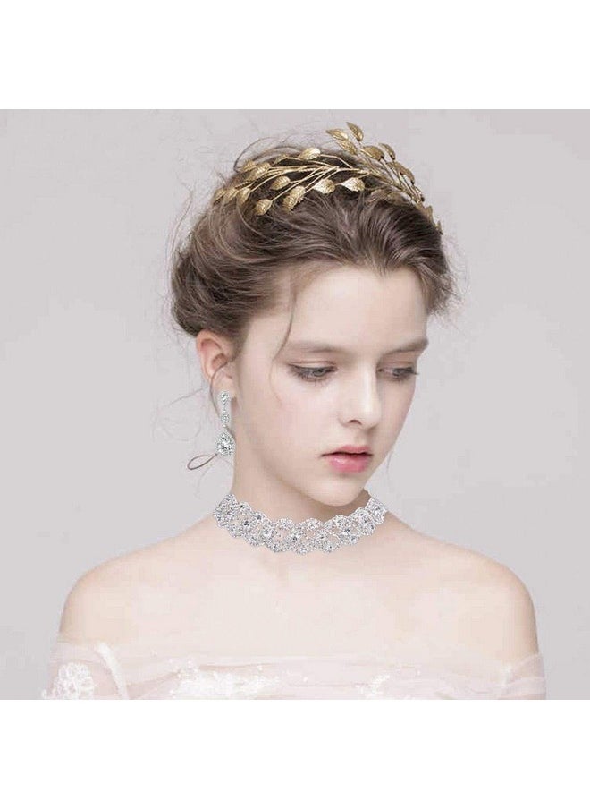 Paxuan - Women Rhinestone Crystal Wedding Bridal Choker Necklace Earrings Bracelet Jewelry Sets - Image 1