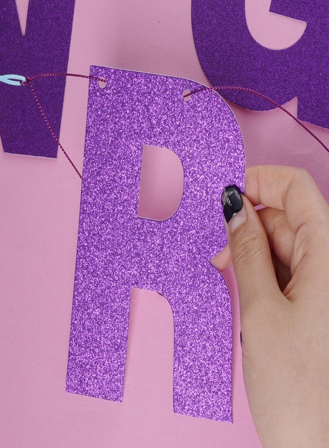 ميفنجدا مجموعة لافتات يمكنك صنعها بنفسك مع حروف لامعة، لافتات عيد ميلاد قابلة للتخصيص، لافتة تخرج، لافتة معلقة للحفلات مخصصة لحفلات التخرج وحفلات الزفاف وحفلات استقبال المولود (بنفسجي) - Image 4