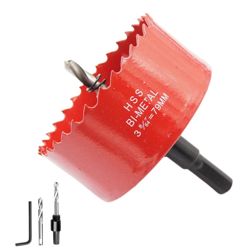 Laiwei 3.11 inch Hole Saw, bi-Metal Hole Cutter. for Drilling Wood, Aluminium Profiles, PVC, plasterboard, etc. Round Knife Calibre 3-1/8"(79mm) - Image 1