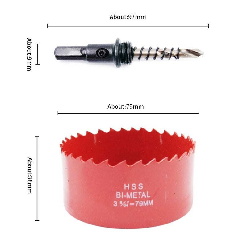 Laiwei 3.11 inch Hole Saw, bi-Metal Hole Cutter. for Drilling Wood, Aluminium Profiles, PVC, plasterboard, etc. Round Knife Calibre 3-1/8"(79mm) - Image 2
