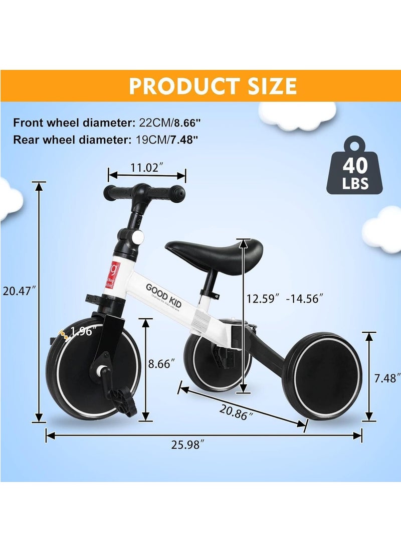 TIGER 4-in-1 Kids Balance Bike & Tricycle for Toddlers Ages 1–4 || Convertible Ride-On Toy with Adjustable Seat & Pedals | Indoor & Outdoor Baby Trike for Boys & Girls || Perfect First Birthday Gift, Lightweight & Safe Design (White)  - Image 4